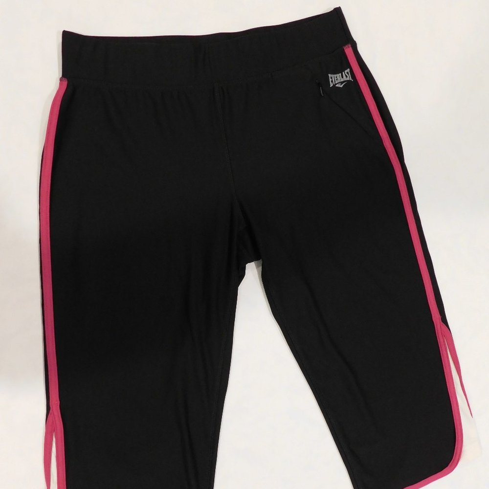 Everlast Athletic Shorts Womens Size LG Black Striped Sides Active Wear